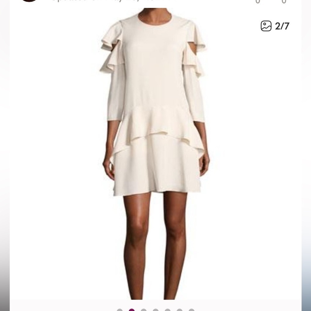 Halston Heritage cold shoulder ruffle long sleeve dress size 8 NWT